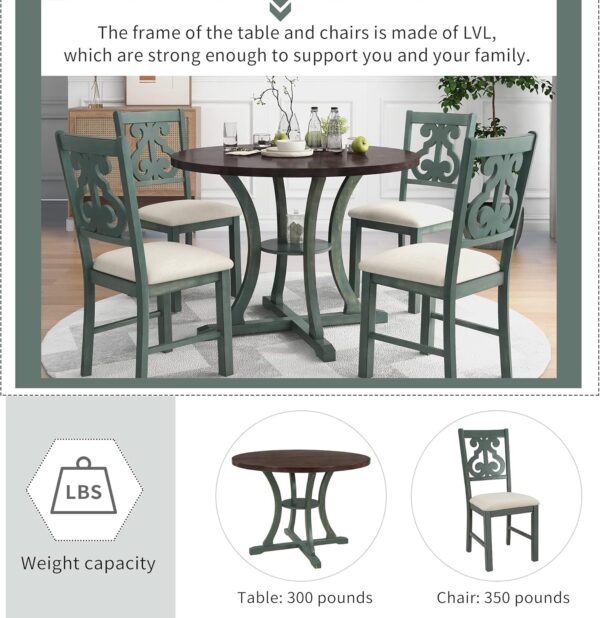 Classic and Traditional Style 6 Piece Dining Set, Includes 1 Table, 4 Upholstered Chairs & Bench, Easy to Assemble, for Living Room, Dining Room, Home Bar and Kitchen, Natural Wood Wash - Image 7