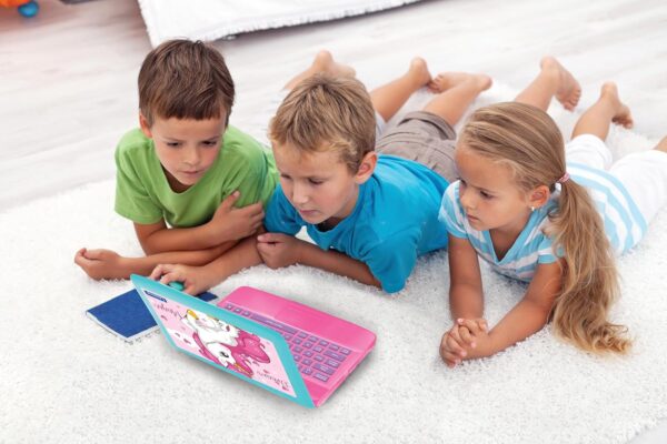 LEXiBOOK - Unicorn Educational and Bilingual Laptop Spanish/English - Toy for Children with 124 Activities to Learn Mathematics, Dactylography, Logic, Clock Reading, Play Games and Music - JC598UNIi2 - Image 6