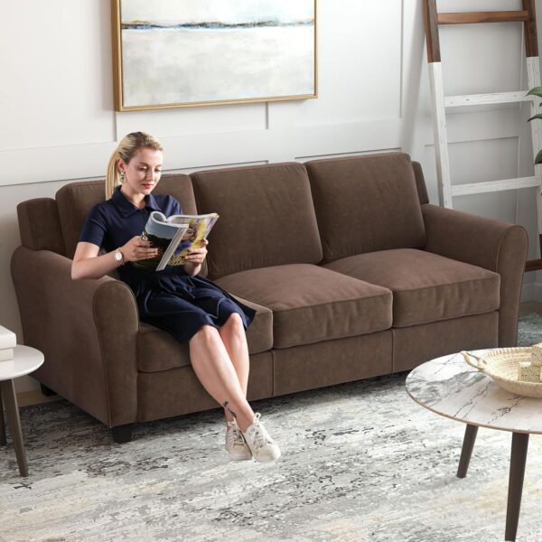 Bonzy Home 80.7" Sofa, 3 Seater Sofa Couch for Living Room, Modern Couch with Thick Cushion for Apartment Office, Brown - Image 6