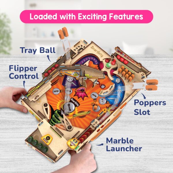 Smartivity Pinball Machine Toy for Kids Ages 8-14 Years old | Global Award Winning Arcade Game| Cool Birthday Gifts Ideas for Boys & Girls| DIY STEM Toys for 8,10,11,12,13,14I Wooden Engineering Games - Image 4
