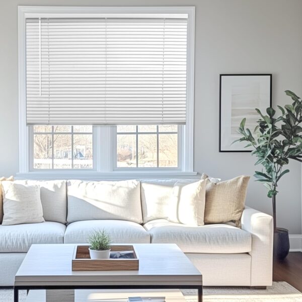 CHICOLOGY Cordless Vinyl Mini Blinds, 35'W x 60'H, White (Commercial Grade), Window Shade
