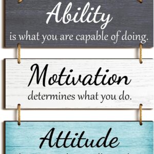 Jetec Office Wall Decor Inspirational Rustic Wall Decor Office Decor Motivational Wall Plaques with Sayings Wooden Wall Hangings Ability Sign Bathroom Decor for Home Office Wall Art (Fresh Color)