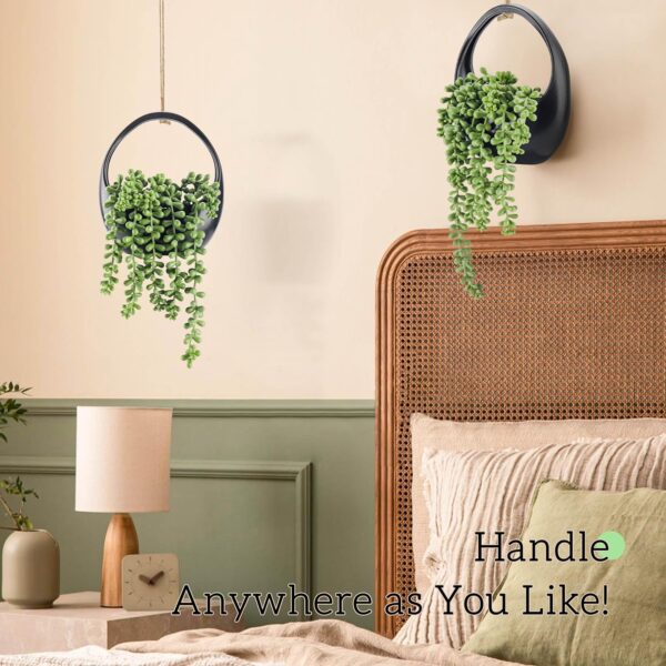 Der Rose 2 Pack Fake Hanging Plants Artificial Succulents Plants Indoor for Boho Wall Decor - Image 6