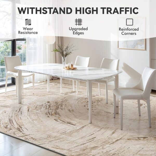 5x7 Area Rugs for Living Room Rug-Carpet for Living Room Bedroom Rug Machine Washable Area Rug Dining Room Rug Office Rug Durable Low Pile Rug Neutral Abstract Modern Rug Beige Brown - Image 5