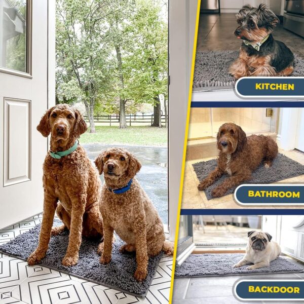 Muddy Mat Shown ON TV Highly Absorbent Microfiber Door Mat and Pet Rug Non Slip Thick Washable Area and Bath Mat Soft Chenille for Kitchen Bathroom Bedroom Indoor and Outdoor - Grey Medium 30"X19" - Image 7