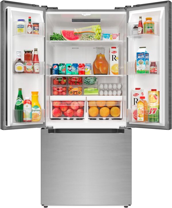 KoolMore KM-RERFDSS-18C 30-Inch and 18.5 cu. ft. Counter Depth French Refrigerator with Three Doors and Deep Freezer in Stainless-Steel, Silver - Image 2