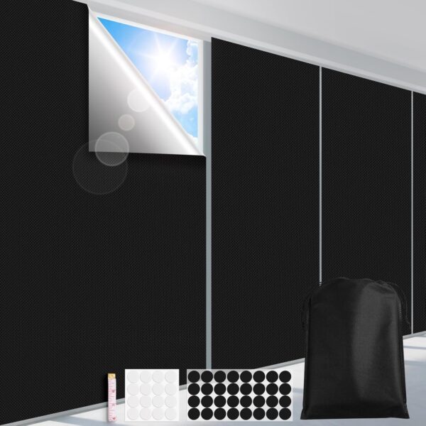 100% Blackout Curtains for Bedroom 118" x 57" Portable Blackout Shades Film No Drill Travel Blackout Blinds Sunblock Window Cover Black Out Curtains for Nursery Dorm Room Windows