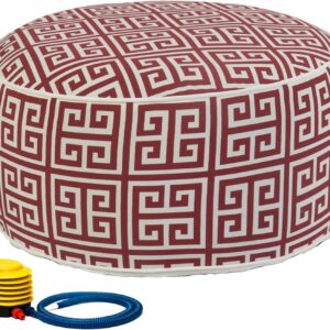 Kozyard Inflatable Ottoman Stool - Portable Round Pouf for Indoor/Outdoor Use - Perfect Small Foot Rest or Seating for Kids and Adults - Ideal for Camping or Home (Ruby Red)