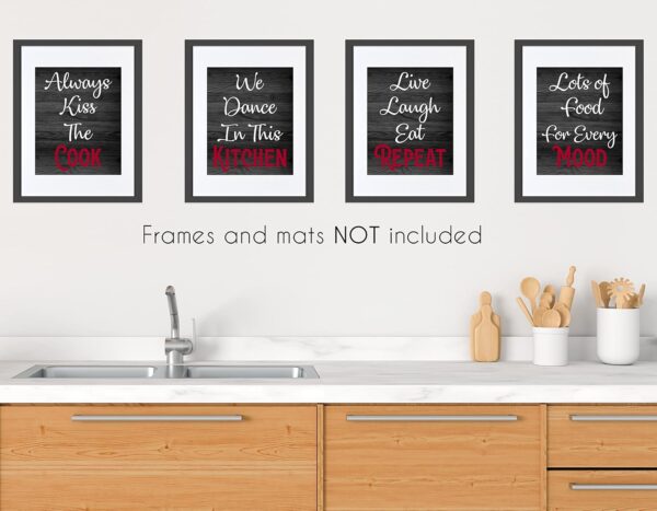 Retro Vintage Inspirational Rules Wall Art for Dining Room Kitchen Cafe and Restaurant Decor Red Black and White Prints Posters Signs Sets Home Decorations Funny Sayings Quotes We Dance in This - Image 2