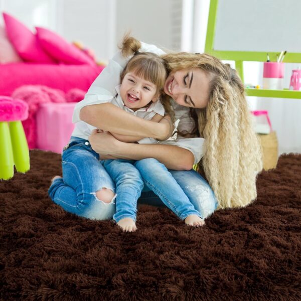 Ompaa 9x12 Area Rug Brown Large Living Room Fluffy Carpet for Bedroom Dorm, Non-Slip High Pile，Coffee Modern Big Shag Rug for Classroom Kids Playroom Nursery Home Office Decor - Image 7