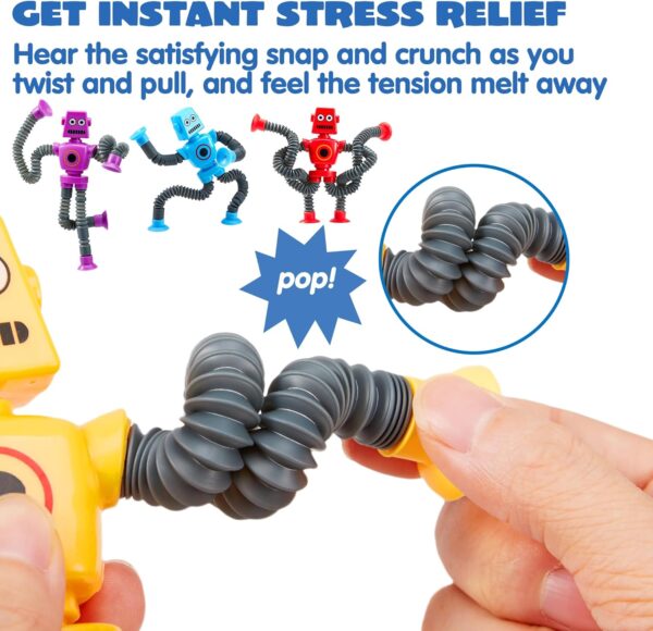 JOYIN Pop Tubes Robot Toys for Kids, 4 Pcs Sensory Toys for Year Old Ages 3 4 5 6 7 8 9 10 Fidget Toys Birthday Gift for Toddler Boys Girls Adults Travel Toys Stocking Stuffers Party Favors - Image 2