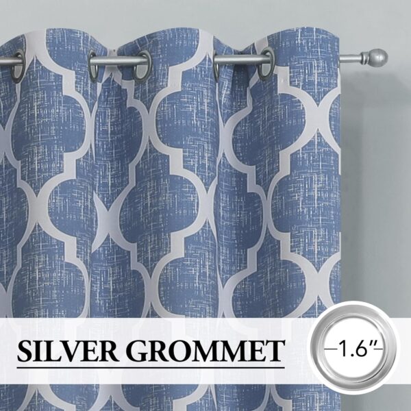 Beauoop 100% Blackout Curtains 63 Inches Long 2 Panels for Bedroom Living Room Blue Moroccan Geo Room Darkening Thermal Insulated Soundproof Grommet Top Window Treatments Drapes, 50x63 Set of 2 - Image 2