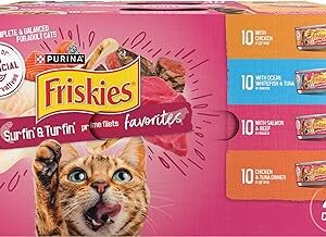 Purina Friskies Wet Cat Food Variety Pack, Surfin' & Turfin' Prime Filets Favorites - (Pack of 40) 5.5 oz. Cans