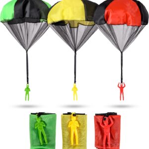 nutty toys Parachute Toys for Kids - Tangle Free Outdoor Flying Parachute Men, Best Small Outside Toys for 3 4 5 6 7 8 9 10 Year Old Top Christmas Stocking Stuffers Idea 2024 Unique Boy & Girl Gifts