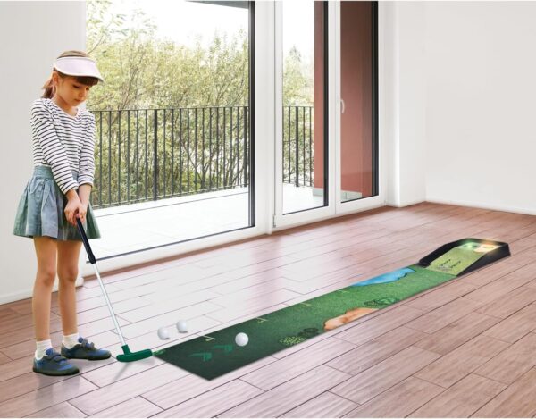 Kids Golf Set - Electronic Mini Golf Set including Kids Extendable Golf Club Toy Putter, 3 Plastic Golf Balls, 72” Interactive Putting Mat with Light-Up & Musical Scoring Holes, for Children Age 5+ - Image 6