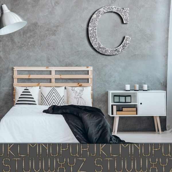 Qunclay 5.7 Inch Crystal Diamond Letters Shiny Letters Decor Hanging Letters with Screws and Hooks Rhinestone Diamond Decorations House Warming Gifts for Wall Bedroom Office Door(Letter C) - Image 6