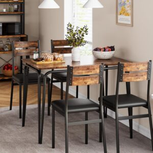 Kitchen Table and Chairs for 4, 5 Piece Dining Table Set for 4,Modern Dining Room Table Set, Dinner Table Set for 4, Rectangular 4 Seater Dinette Set Furniture for Small Space, Apartment,Home Office