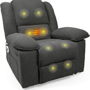 FLEXISPOT XRC2 Swivel Rocker Recliner Chair for Adults - Massage Reclining Chair w/Heat & Vibration, 270° Swivel Manual Rocking Chair Single Sofa for Living Room Bedroom (Brown)