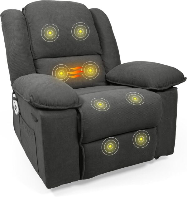 FLEXISPOT XRC2 Swivel Rocker Recliner Chair for Adults - Massage Reclining Chair w/Heat & Vibration, 270° Swivel Manual Rocking Chair Single Sofa for Living Room Bedroom (Brown)