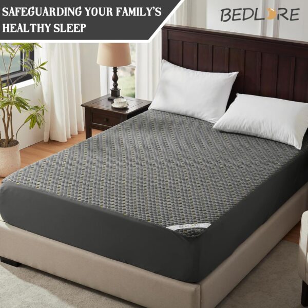 Waterproof Mattress Protector, Full Size Mattress Pad Fitted 6-15" Deep Pocket, 3D Air Fabric Double Bed Mattress Cover Noiseless Washable for College Dorm(Carbon Gray) - Image 3