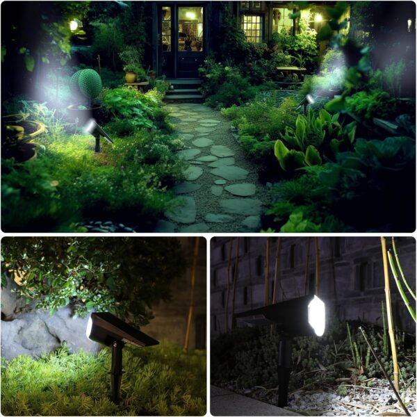 E ENERGETIC LIGHTING Solar Lights Outdoor Waterproof IP68, 4 Lighting Modes Solar Powered Garden Yard Spot Solar Lights for Christmas Outside Landscape- 2 Pack (Daylight) - Image 6