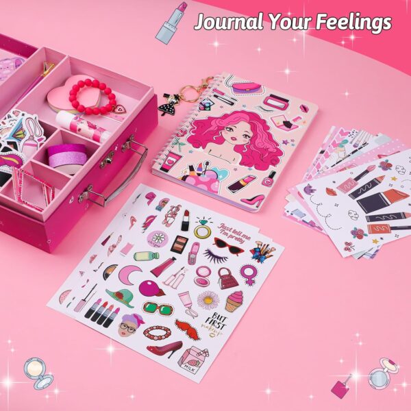 Learn2M DIY Journal Set for Girls Ages 6-12, Princess Stationery Set Toy, Birthday & Christmas Gifts Ideas, Arts and Crafts for Kids, Scrapbook & Diary Supplies Kit (30PCS) - Image 6