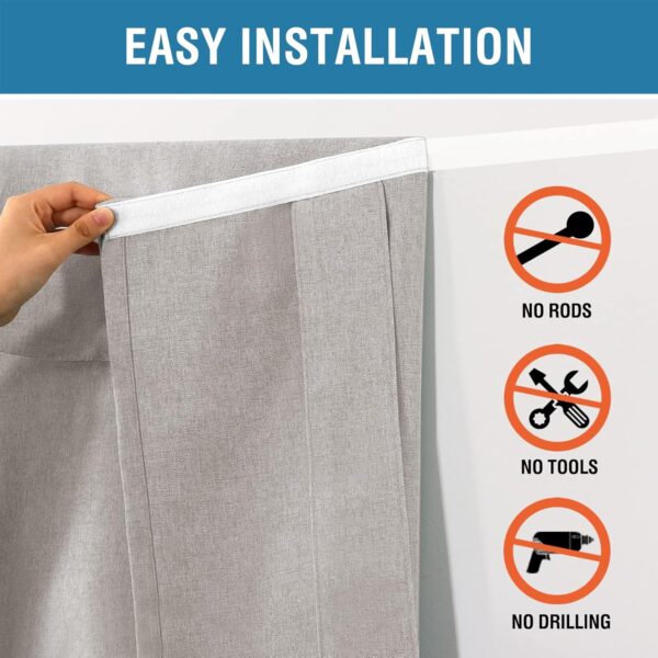 H.VERSAILTEX French Door Curtains Linen Textured Privacy Door Blinds Kitchen Window Curtains Waterproof 26 X 40 Inch Room Darkening Curtains for Glass Door Tie Up Shade, 1 Panel, Heather Taupe - Image 3