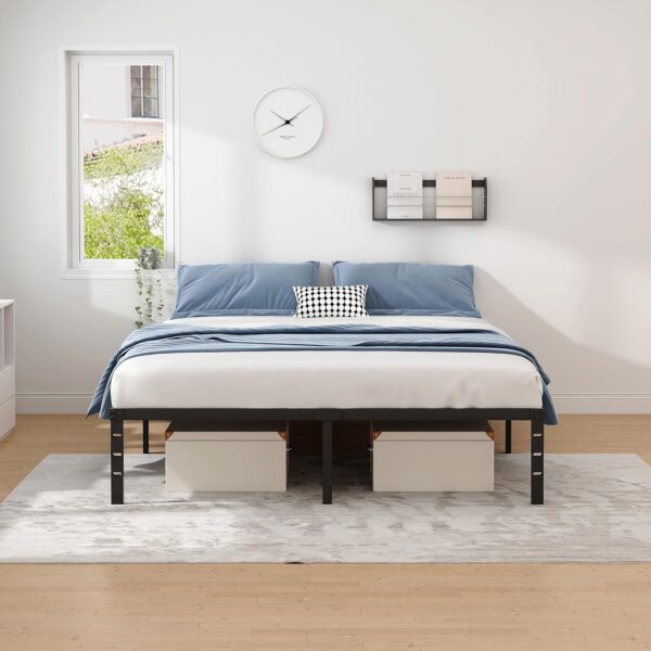 Metal Bed Frame-Simple and Atmospheric Metal Platform Bed Frame, Storage Space Under The Bed Heavy Duty Frame Bed, Sturdy King Size Bed Frame, Suitable for Bedroom, King - Image 4