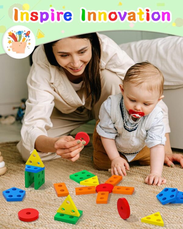 Yetonamr Montessori Toys for 1 2 3 Years Old Boys Girls Birthday Gifts, Wooden Sensory Toys for Ages 2-4 Toddlers Kids Baby, Toddler Learning Toy Activities Puzzles Ages 1-3 - Image 4