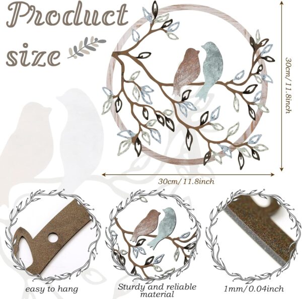 Ferraycle Metal Wall Art Bird on Tree Branch Bird Wall Silhouette Bird Wall Art Decor for Living Room Garden Bedroom Office Home Wall Housewarming Party Decor (Fresh Color) - Image 2