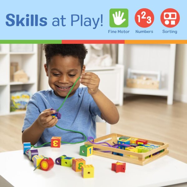 Melissa & Doug Deluxe Wooden Lacing Beads - Educational Activity With 27 Beads and 2 Laces - Beads For Toddlers, Fine Motor Skills Lacing Toys For Toddlers And Kids Ages 3+ - Image 5