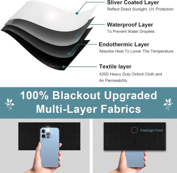100% Blackout Curtains, 118" X 57" Portable Black Out Curtains for Bedroom, Temporary Blackout Blinds, Travel Blackout Shades, Blackout Window Cover for Nursery, Rv, Dorm Room (Black) - Image 3