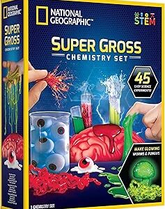 NATIONAL GEOGRAPHIC Gross Science Kit - 45 Gross Science Experiments- Dissect a Brain, Make Slime, Creepy STEM Project Gifts for Boys and Girls, Halloween Activities for Kids 8-12 (Amazon Exclusive)