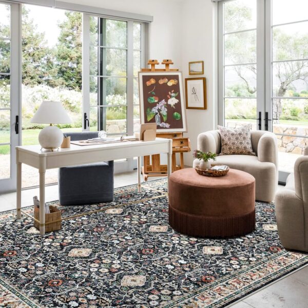 YOUFORTONG Washable 9x12 Area Rug: Rugs for Living Room Ultra Soft Carpet for Bedroom Waterproof Rug Non Slip Rugs for Hardwood Floors (Black, 9x12) - Image 3