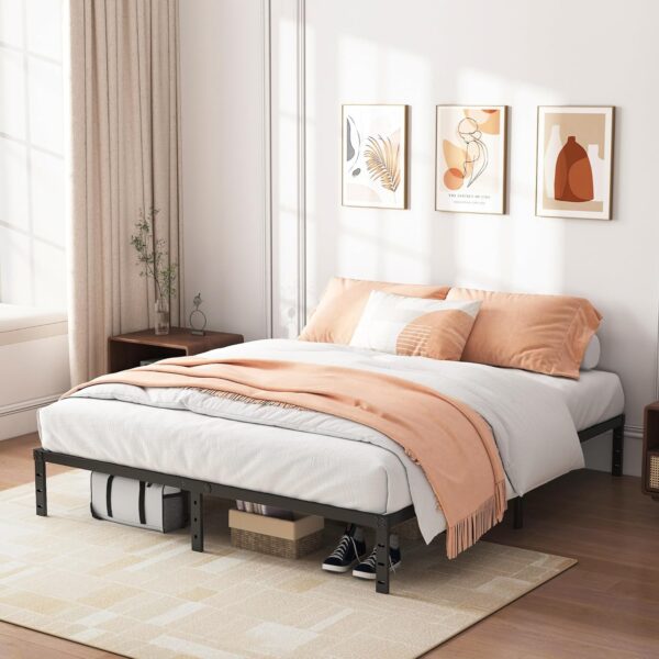 ALDRICH 12 Inch Metal Full Size Bed Frame - Double Black Basic Steel Slats Platform, Easy Assembly Heavy Duty Noise Free Bedframes, No Box Spring Needed - Image 3