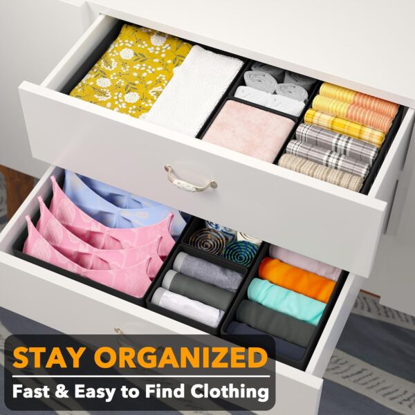 SpaceAid Drawer Organizer Clothes, 12 Pack Dresser Organizer Bins for Nursery, Closet Organization and Storage Dividers for Clothing, Baby Clothes, Underwears, Socks (Black) - Image 3