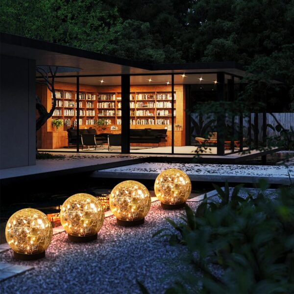 Solar Globe Lights Outdoor Waterproof-Solar Balls-Solar Garden Lights-Solar Orbs for Outside 2 Pack Cracked Glass Ball for Lawn Patio Yard Backyard Decorations - Image 3