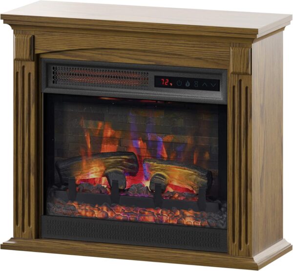 duraflame® Wall Mantel with Infrared Quartz Electric Fireplace and Crackling Sound, Burnished Walnut - Image 6