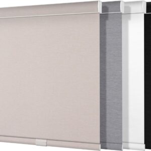 Boolegon Blackout Roller Shades for Windows Cordless Roller Blinds with Cassette Valance Roller Window Blinds Thermal Insulation Energy Saving Shades for Home Door Office,Beige,Custom Sizes