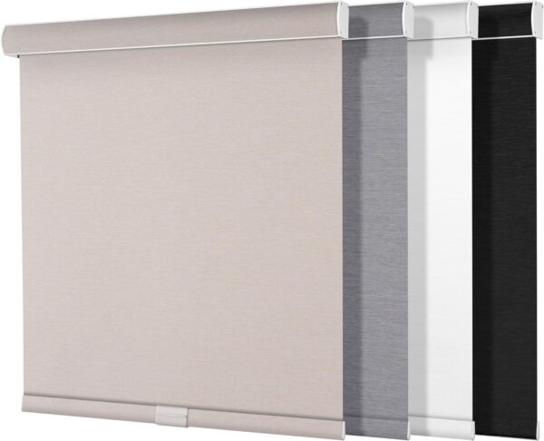 Boolegon Blackout Roller Shades for Windows Cordless Roller Blinds with Cassette Valance Roller Window Blinds Thermal Insulation Energy Saving Shades for Home Door Office,Beige,Custom Sizes