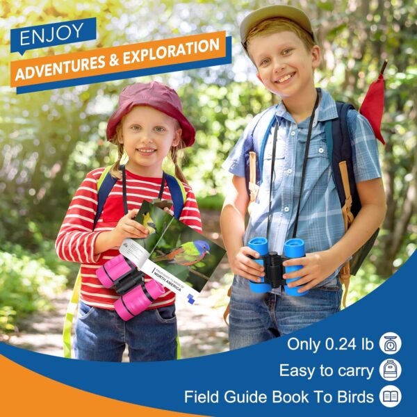 Toys for 3-7 Year Old Boys: LET'S GO! Binoculars for Kids with Bird Watching Manual Halloween Birthday Gifts for 4 5 6 7 8 Year Old Boy Girls Outdoor Toy for Kid Ages 5-7 Toddler Camping Telescope - Image 2