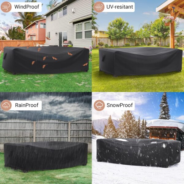 Patio Furniture Set Cover Waterproof, Mrrihand Outdoor Sectional Sofa Set Cover Heavy Duty 600D Table and Chair Set Cover 107" L×81" W×27.9" H - Image 6