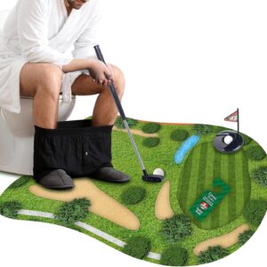 Toilet Golf Toys Set with Practice Mats Golf Club 2 Balls, Mini Golf Game in Restroom, Gifts from Wife Daughter Son Girlfriend Kids White Elephant Gifts for Dad Boyfriend Grandpa Husband