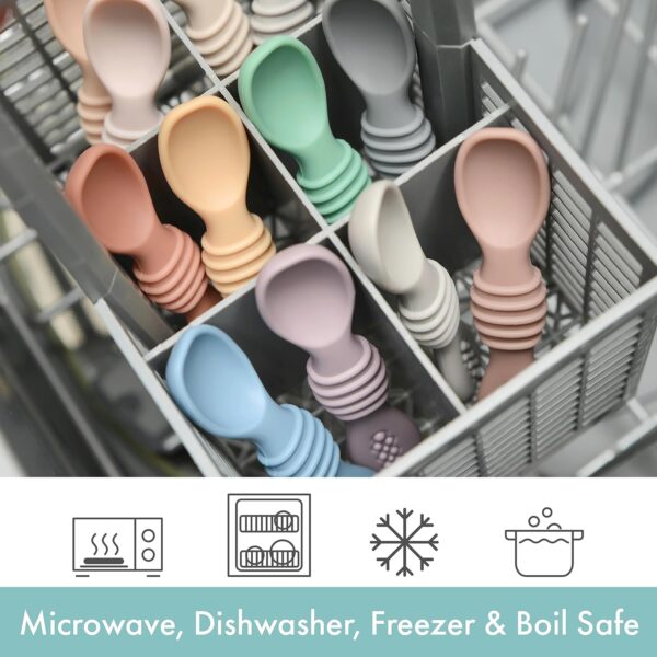 PrimaStella Silicone Chew Spoon Set for Babies and Toddlers - Safety Tested - BPA Free - Microwave, Dishwasher and Freezer Safe - Earth Shades - Image 4