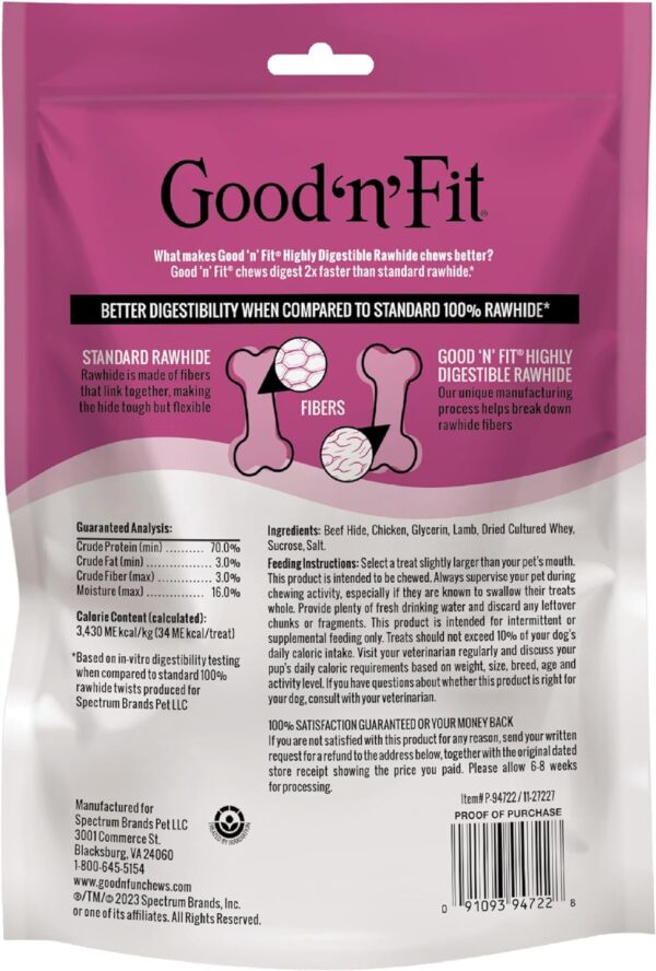 Good 'n' Fit Twist Sticks Made with Real Lamb, 15 Count, Treat Your Dog to Long-Lasting and Highly Digestible Rawhide Chews - Image 2