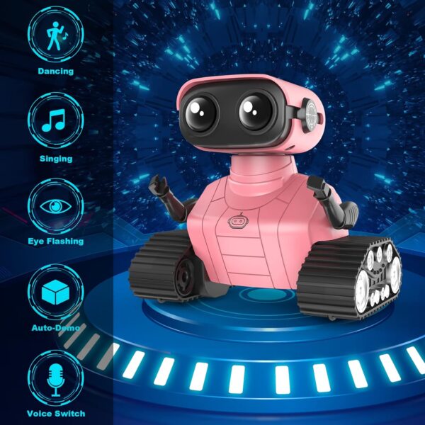 Hamourd Robot Toys for Girls, Rechargeable Remote Control Robots, Toy Robot with Auto-Demonstration, Flexible Head & Arms, Dance Moves, Music, and Shining LED Eyes, Girls Toys Age 6-8 2-7 - Image 2