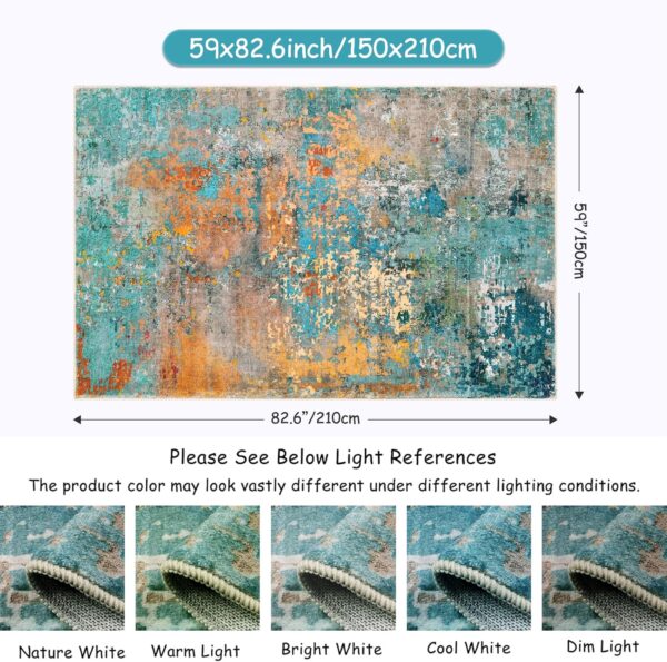 Lahome Modern Abstract Area Rugs 5x7, Large Washable Rugs for Living Room Soft Rugs for Bedroom, Colorful Non Slip Indoor Floor Throw Carpet for Apartment Bathroom Dining Room Hardwood Floor - Image 2