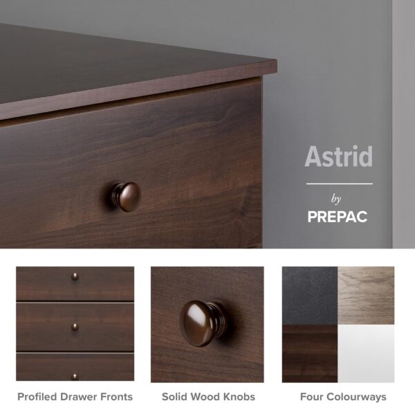 Prepac Astrid Simplistic 4-Drawer Dresser for Bedroom, Functional Bedroom Dresser Chest of Drawers 16" D x 30" W x 36.25" H, Espresso, EDBR-0401-1 - Image 6