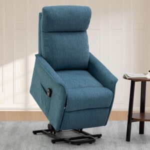 Power Lift Recliner Chair with Remote Control, Electric Fabric Recliners for Elderly People, Reclining Sofa Chair for Living Room, Infinite Position,Side Pockets (Navy Blue)