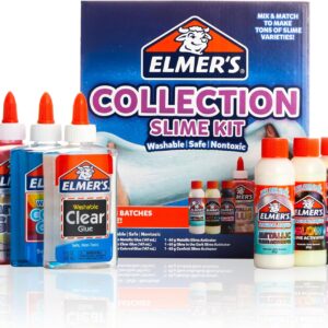Elmer's Collection Slime Kit Supplies Include Glow In The Dark Magical Liquid Slime Activator, Metallic Magical Liquid, Confetti Magical Liquid, Translucent Glue, Metallic Glue, Clear Glue, 6 Count